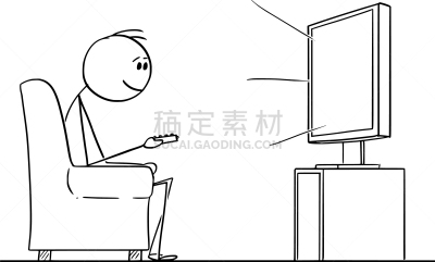 扶手椅,男人,动画片,电视机,技术,椅子,沙发,坐,观看,休闲