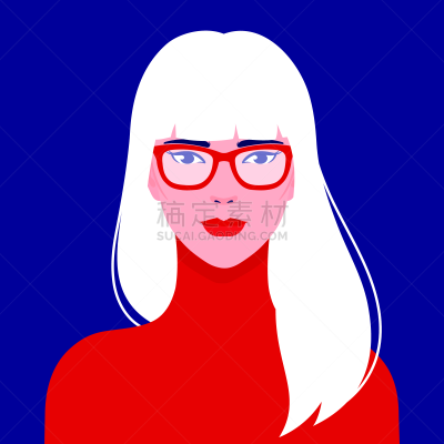 眼镜,女孩,矢量,可爱的,女人,绘画插图,时尚,亚洲,平坦的,青年人