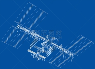 太空船,轮廓,矢量,未来,空间站,几何形状,蓝图,技术,火箭,车站