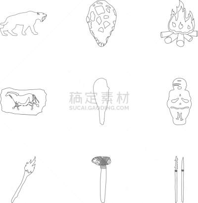 轮廓,巨大的,石器时代,计算机图标,分离着色,图像,真猛玛象,动物,品牌名称,收集