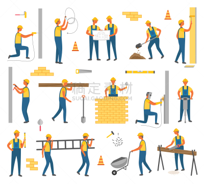 建筑业,职业,计划书,商务,专业人员,砖,工程师,建筑承包商,工作,布置