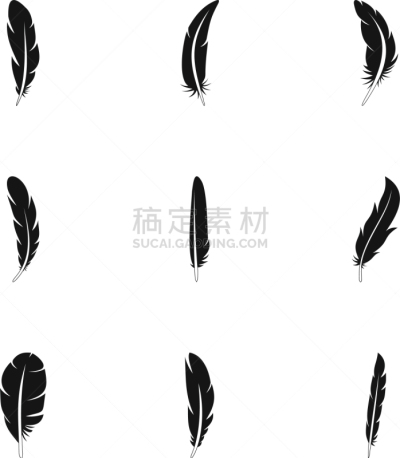 时尚,羽毛,图标集,简单,华丽的,传统,数字9,请柬,梦符咒
