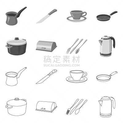 厨房,符号,砂锅菜,咖啡,杯,面包,炖锅,烹调用具,主厨,油炸