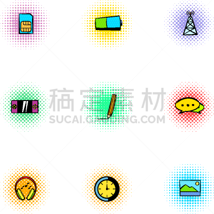 计算机图标,耳机,数字9,SIM卡,psp掌上型游戏机,铅笔,电视机,图像,收集,演讲