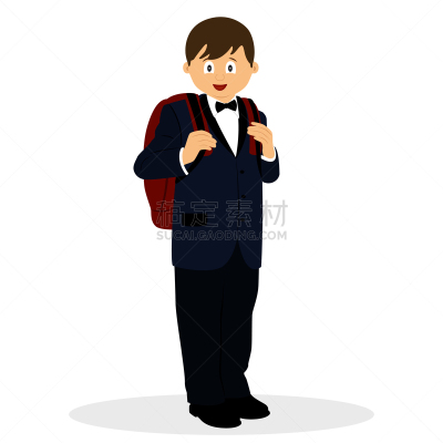书包,男孩,套装,男生,九月,无尾礼服,模板,现代,小的,绘制