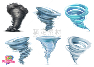 三维图形,龙卷风,图标集,矢量,飓风,气候,背景分离,风,环境,迅速