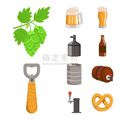 图标,比尔,桶,含酒精饮料,清新,啤酒节,食品,瓶子,布置