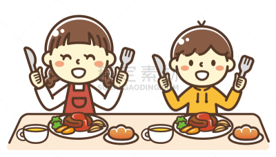 儿童,牛肉汉堡,可爱的,餐刀,兄弟,面包,洋食,餐馆,绘画插图,卡通