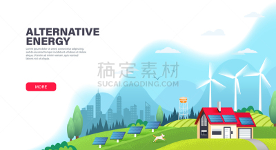 环境,模板,现代,风轮机,能源,绘画插图,书页,平坦的,矢量,太阳能电池板