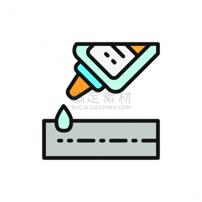 彩色图片,硅树脂,线图标,胶水,瓶子,平坦的,密封剂,活力,商务,热