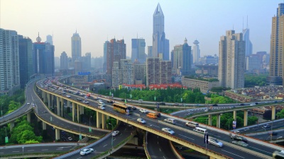现代城市高峰时间，中国上海