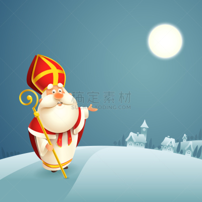 夜晚,冬天,化妆舞会服,地形,可爱的,主教法冠,霜,雪,圣诞老公,问候
