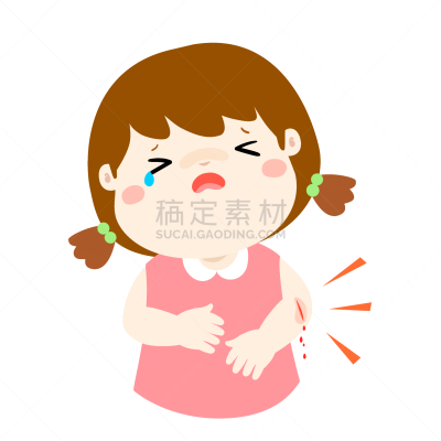 意外事件,女孩,分离着色,人,图像,小的,性格,矢量,哭