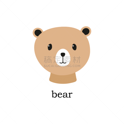 矢量,熊,动物,绘画插图,卡通,可爱的,动物头,分离着色,式样,泰迪熊