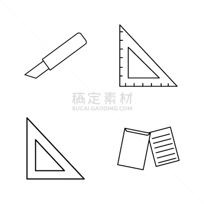 轮廓,直的,图标集,矢量,文档,三角板,图像,标志,石洞壁画,切断