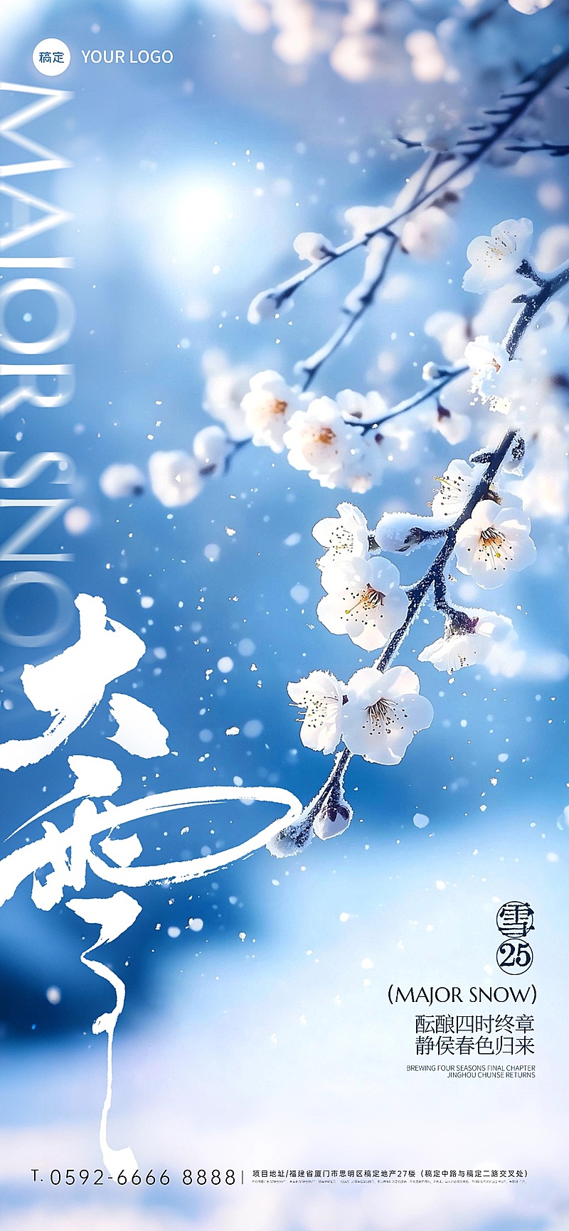 大雪节气祝福通用实景感全屏竖版海报AIGC
