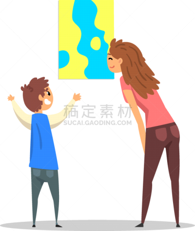 看,男孩,抽象,青年女人,光学设备,艺术家,女人,作画,休闲,站