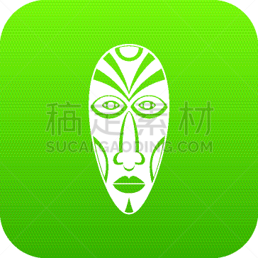 绿色,非洲,图标,面具,神,人种,白色,木制,华丽的