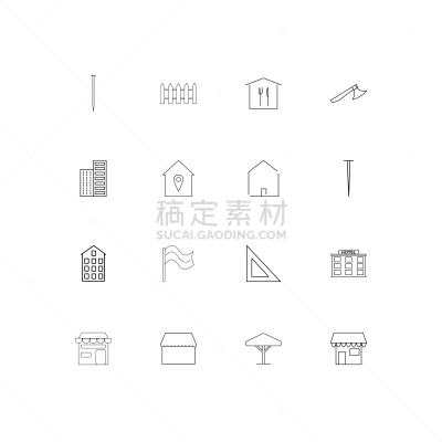 直的,建筑业,建筑体,计算机图标,斧,三角板,酒店,商店,餐馆,矢量
