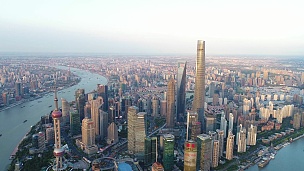 无人机拍摄 上海天际线 鸟瞰