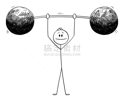 男商人,提举,矢量,绘画插图,卡通,男人,重的,重量,重量级,仅男人