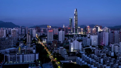 中国深圳的时光流逝摩天大楼
