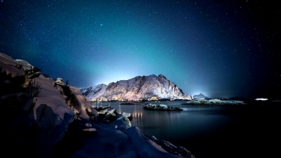 延时摄影 北极峡湾夜间