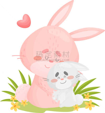 母亲,草地,野兔,可爱的,复活节,家庭,父母,哺乳纲,草,爱