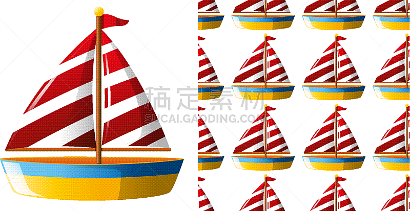 seamless background design with toy sailboat