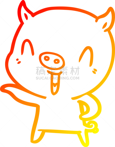 热,猪,山,快乐,铅笔画,卡通,图像,艺术,性格,农场