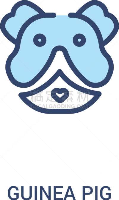 豚鼠,两只动物,线条,概念,简单,计算机图标,直的,狗,小马,哺乳纲
