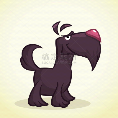 可爱的,苏格兰粗毛猎狐犬,卡通,白色,宠物,纯种犬,梗犬,狗,哺乳纲,站