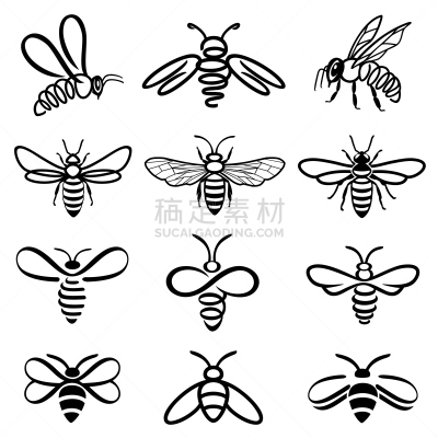 蜜蜂,黑色,白色,计算机图标,线条,背景分离,华贵,大黄蜂,甜点心,草图