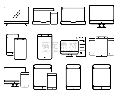简单,分离着色,显示器,矢量,绘画插图,计算机图标,股票,白色背景,平坦的,布置