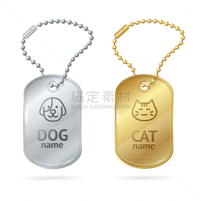 猫,狗,动物,标签,分离着色,白色,金属,金属质感,图像