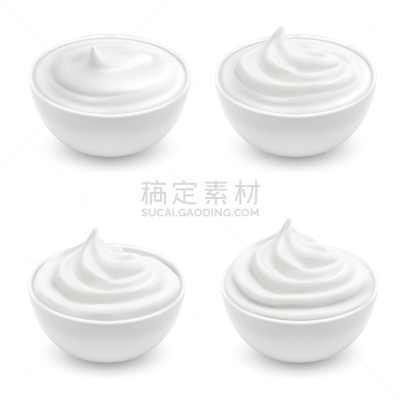 白色,碗,酸奶油,酸奶,杯,卷着的,食品,甜点心,布置,美容