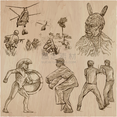 平衡折角灯,动物手,城市武士,轮廓,创造力,武术,人,收集,绘制,打包
