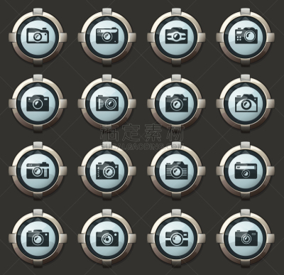 图标集,相机,焦点,专业人员,技术,现代,设备用品,摄影,拍照