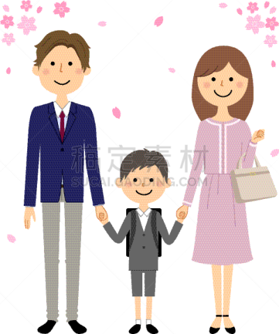 家庭,小学,建筑物门,典礼,仅日本人,婚姻,女人,春天,儿童,日本人