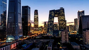 北京市中心的城市风光从早到晚。