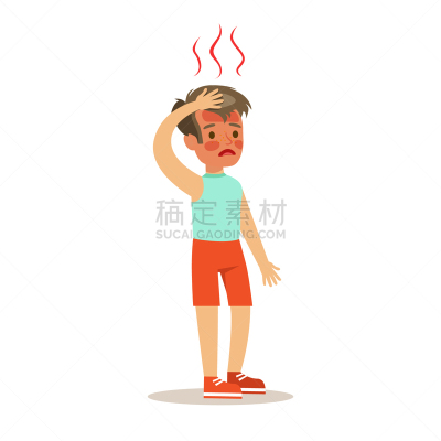 过热的,儿童,身体不适,痛苦,男孩,健康保健,热,生病,触摸