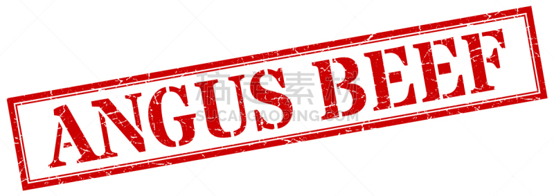 橡皮章,阿伯丁安格斯牛,标志,牛肉,正方形,分离着色,忠告,红色,条纹,白色背景