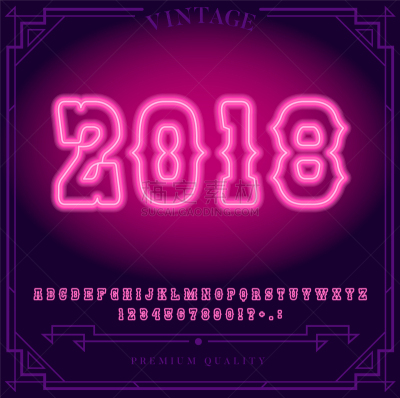 2018,字母,霓虹灯,新年前夕,节日,明亮,字母表次序,信函,证章