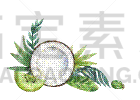 食品,清新,绘画插图,枝,椰子,棕榈树,热带水果,请柬,猕猴桃,白色背景