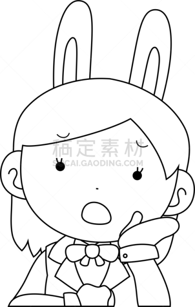 半身像,女孩,兔耳朵,水手服,可爱的,休闲游戏,宅男,惊骇,一个人,引座员
