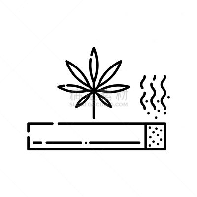 香烟,烟,线图标,健康保健,直的,草,卷起