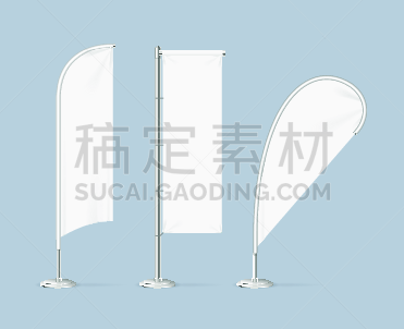 模板,三维图形,白色,矢量,复杂,航海旗,空白的,站,布置,写实