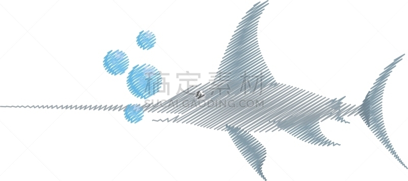 野生动物,马林鱼,海洋,箭鱼,动物手,绘画插图,白色,蓝色,巨大的,运动