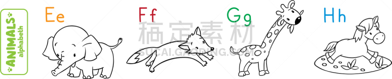 字母,字母表次序,动物,彩色书,单词,贺卡,信函,红狐,象,小的