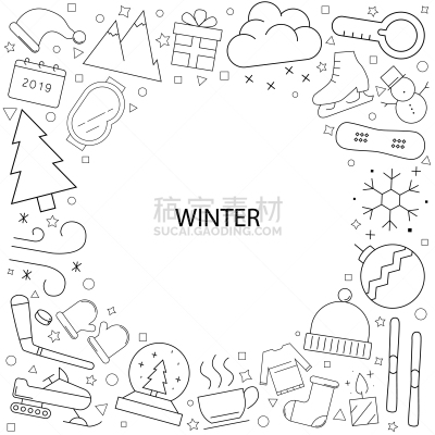 冬天,线图标,背景,茶,雪板,咖啡,面具,风,玩具,雪